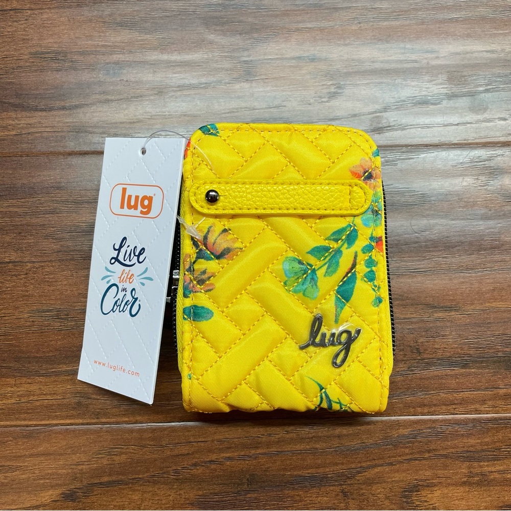 NWT Lug Flurry Bouquet Yellow | Accordion Wallet | RFID Protected | Floral